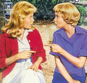 A scene from the original Parent Trap movie where the main character meets her twin