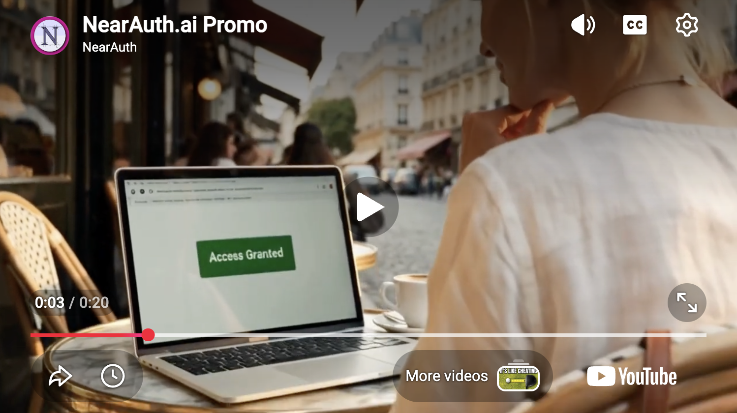 Screenshot of the NearAuth promo created by AI